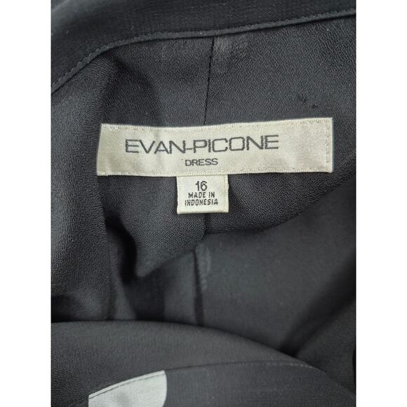 NWT Evan-Picone 100% Polyester Easy Does It Black/Ivory Polka Dot Dress Sz 16 - Picture 4 of 6
